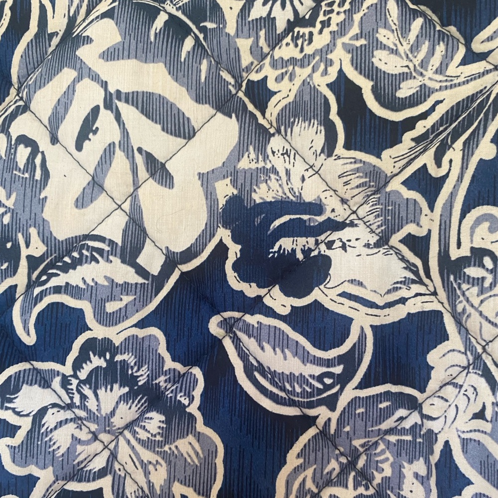 Rachel Zoe Quilted Floral Jacket w/ Front Pockets Size L Navy & White - Picture 13 of 15